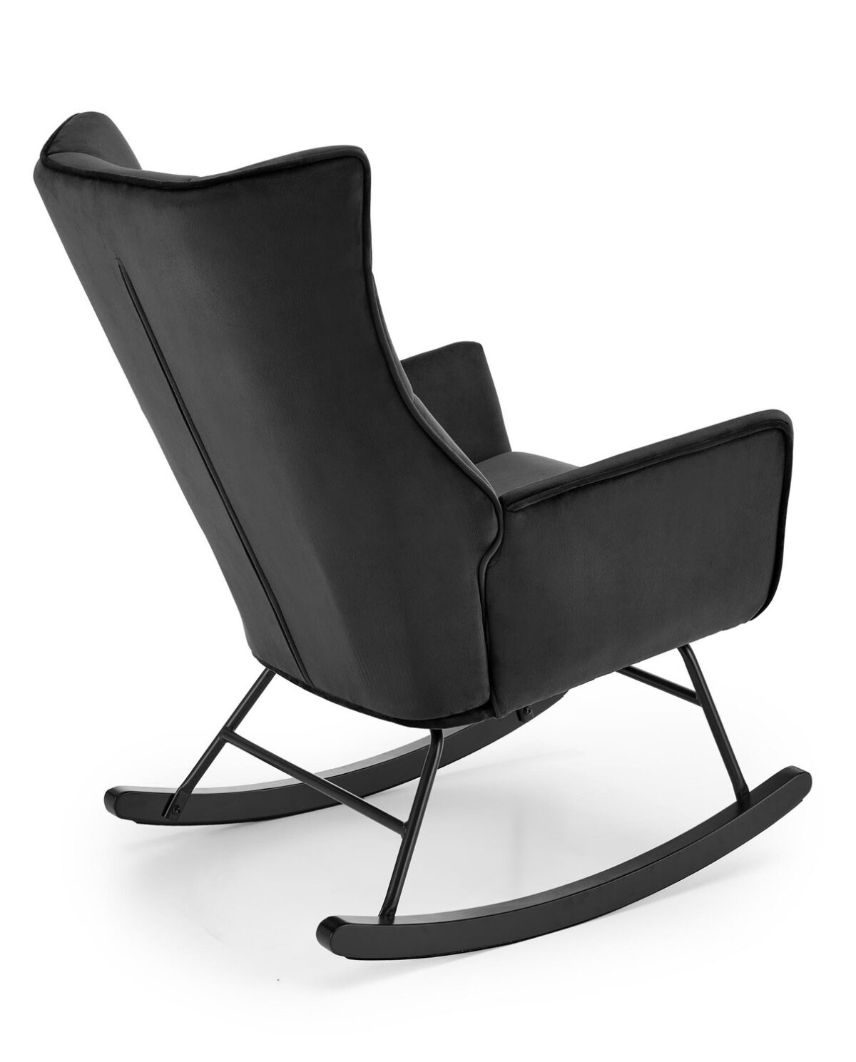 Sedia a dondolo Bazalto in velluto nero – 70x90x92 cm - immagine 2