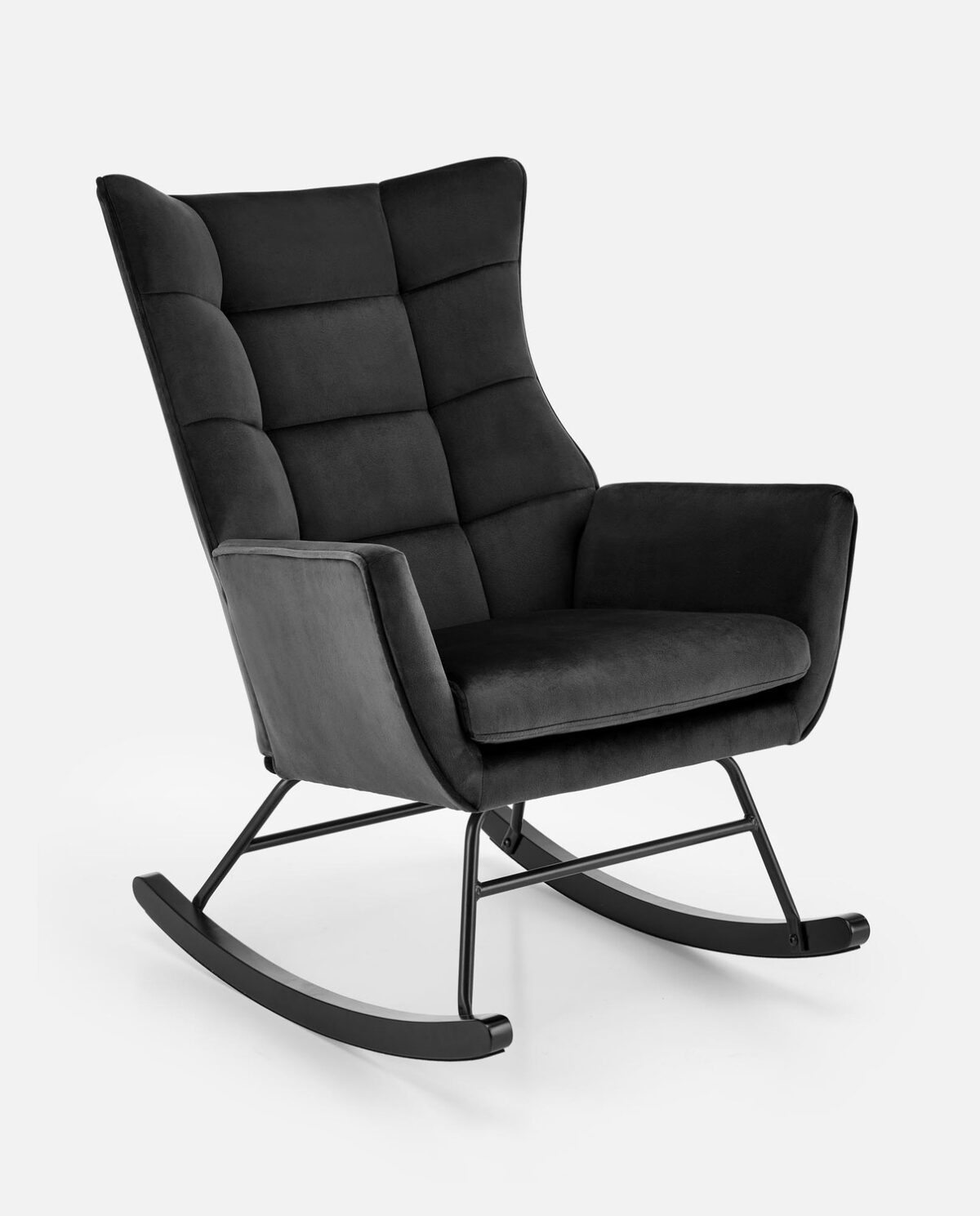 Sedia a dondolo Bazalto in velluto nero – 70x90x92 cm - immagine 3