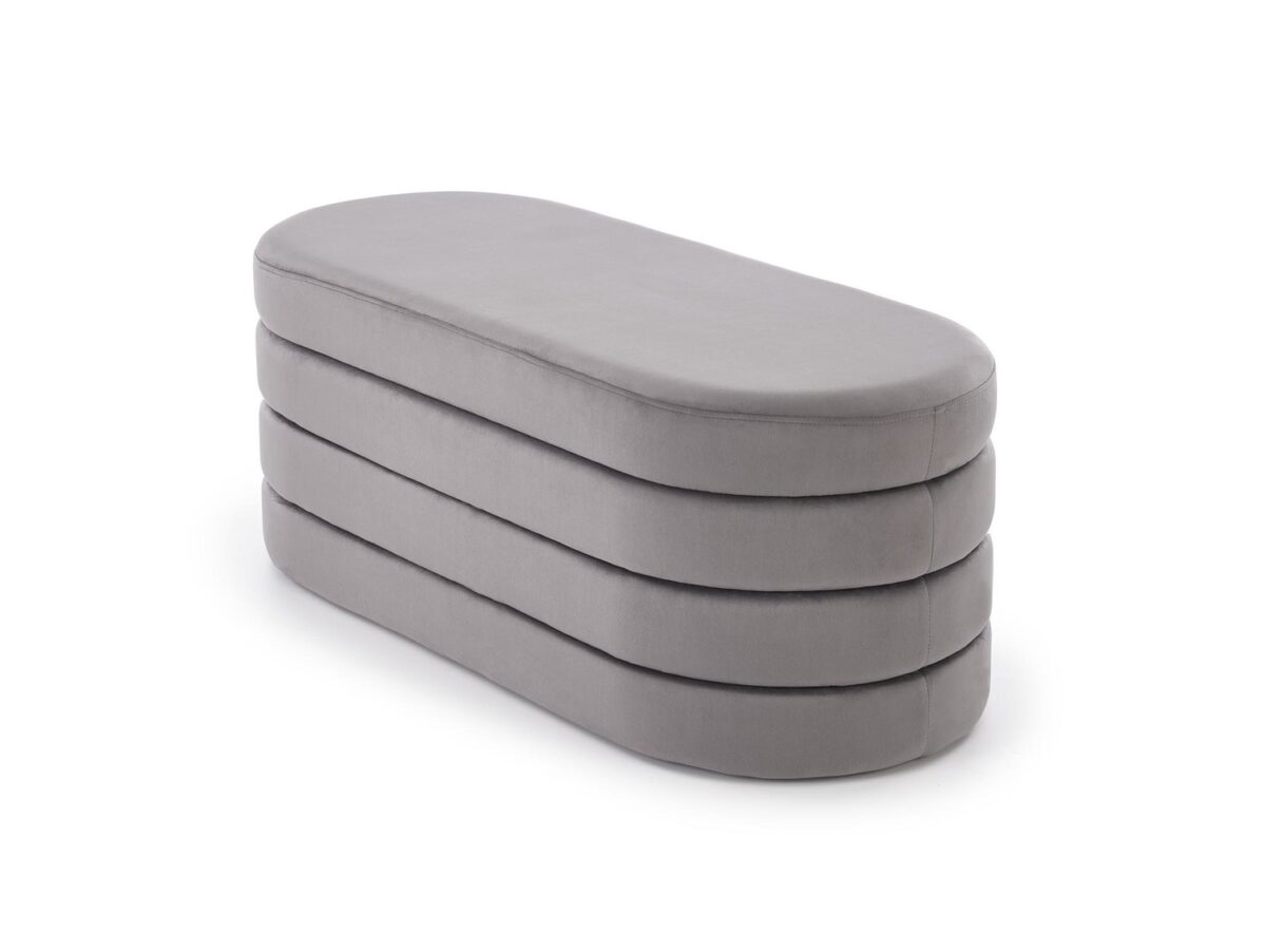 Panca CALPI in velluto grigio con contenitore – 110x46x42 cm - immagine 3