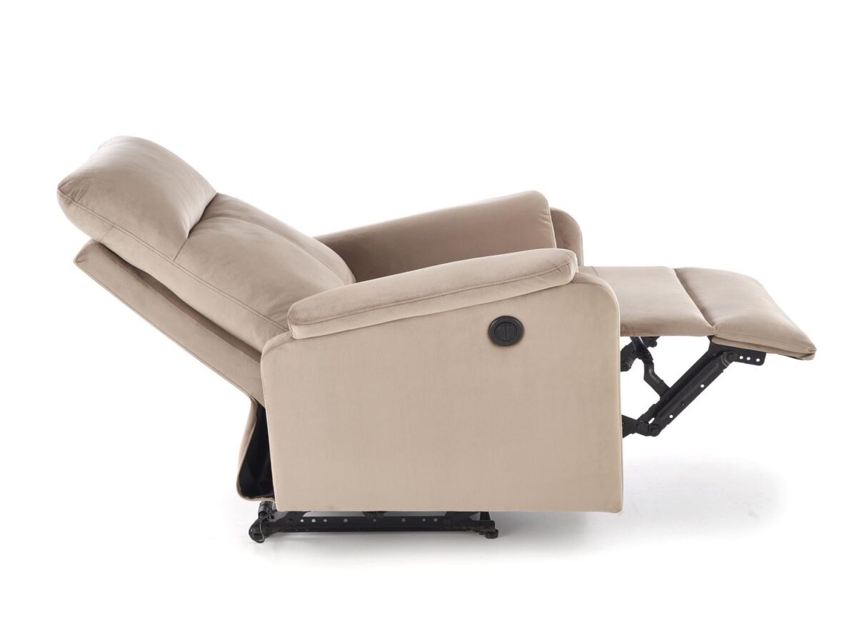 Poltrona reclinabile Crocus in velluto beige – 77x88–155x81–102 cm - immagine 2