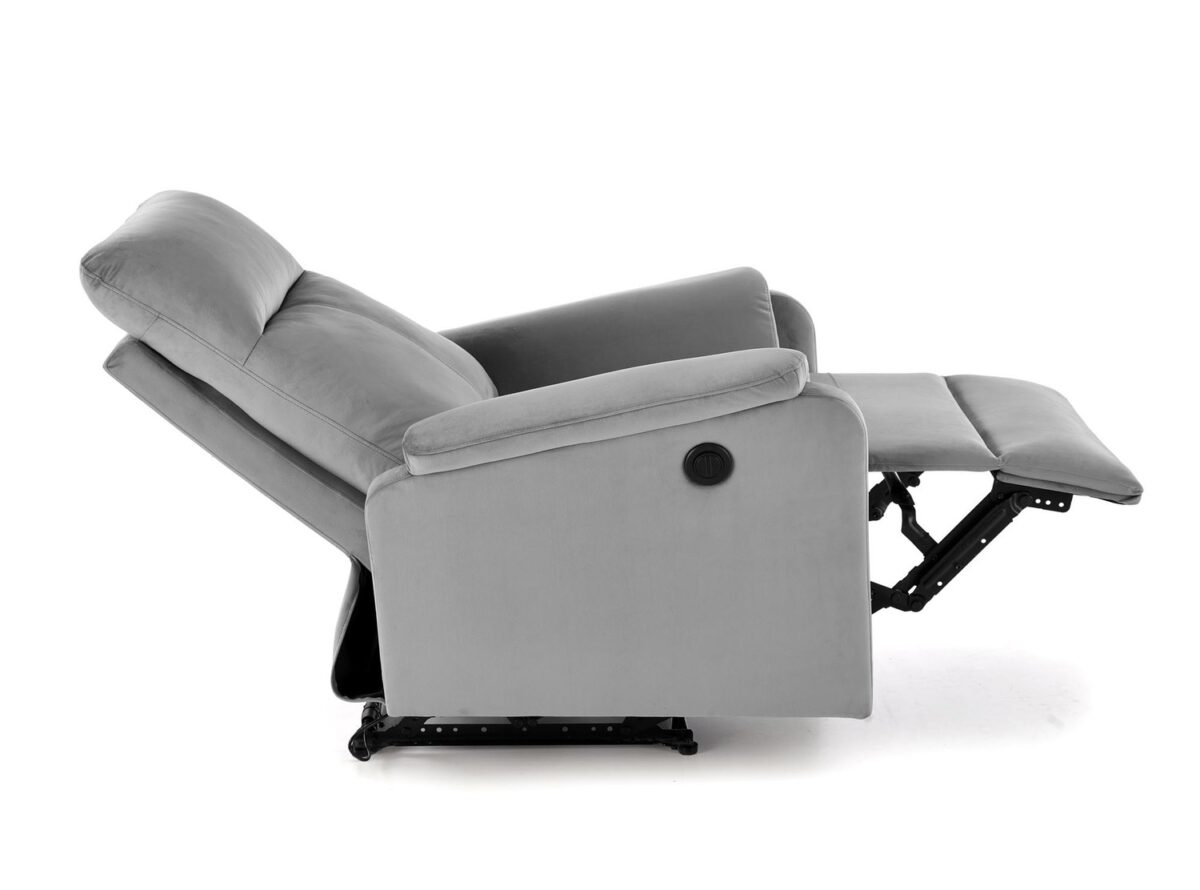 CROCUS poltrona relax con funzione elettrica in velluto grigio chiaro - immagine 2