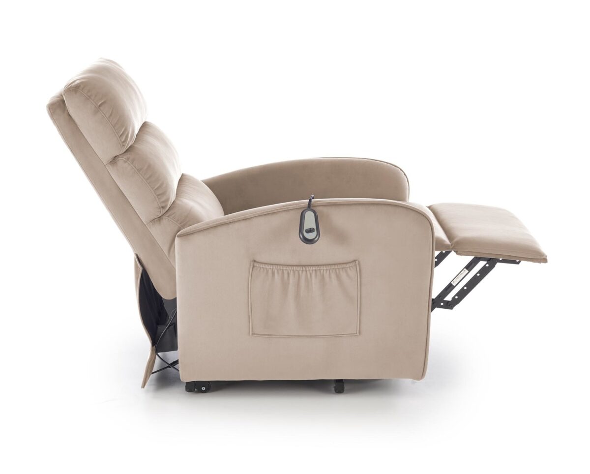 Poltrona relax Maroni in velluto beige – 62x92-165x84-103 cm - immagine 5