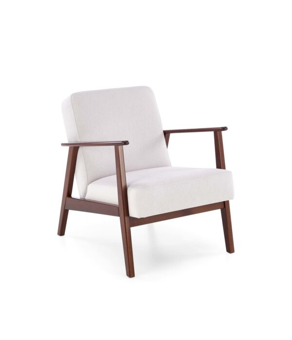 MILANO 1S poltrona in tessuto Castel beige chiaro con struttura in legno