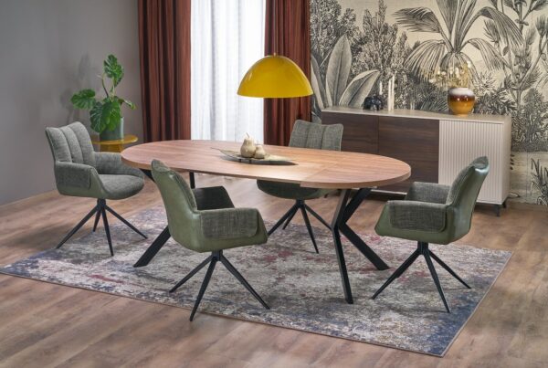 Tavolo Peroni allungabile in noce e nero – ø100-250×100×75 cm