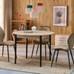 Tavolo Pivot allungabile rovere artisan e nero – 102-142x102x75 cm