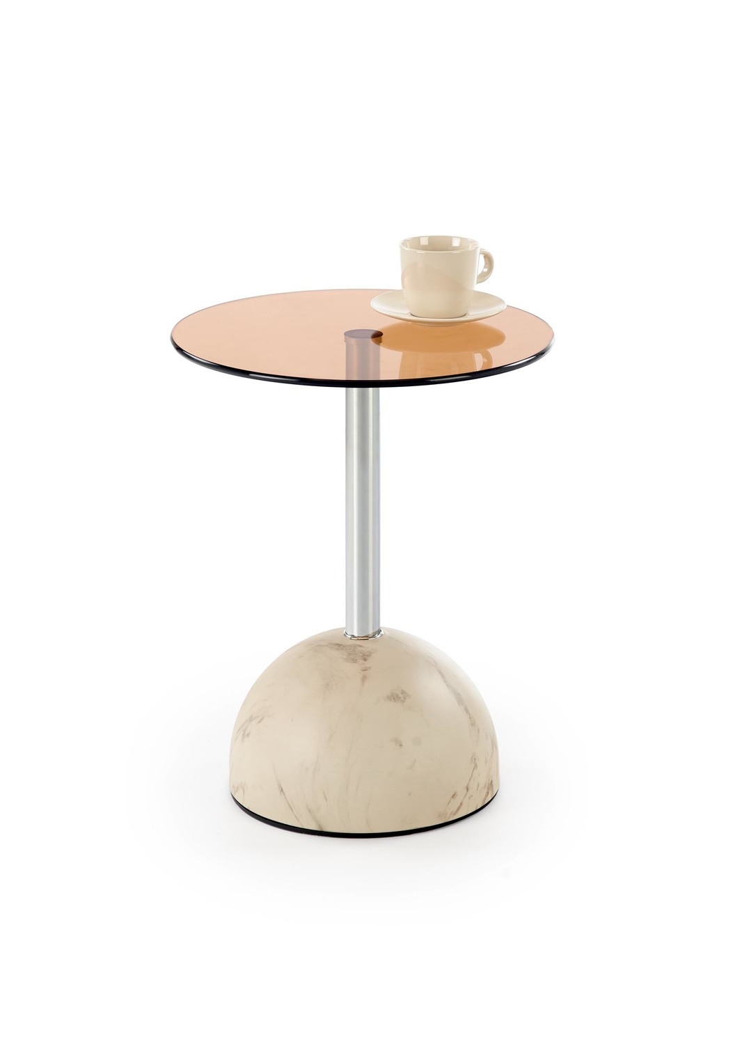 product-5756 Tavolino Ariana in vetro effetto marmo beige e metallo bruno – Ø40x51 cm - immagine 1