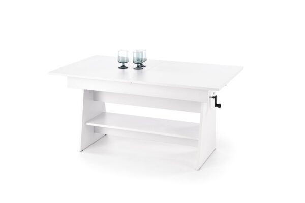 Tavolino trasformabile ERIKA bianco allungabile – 120–160x70x61–72 cm