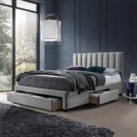 Letto GRACE 140 con cassetti – tessuto velvet grigio – 140x200 cm