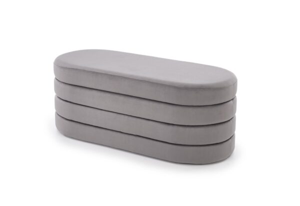 Panca CALPI in velluto grigio con contenitore – 110x46x42 cm
