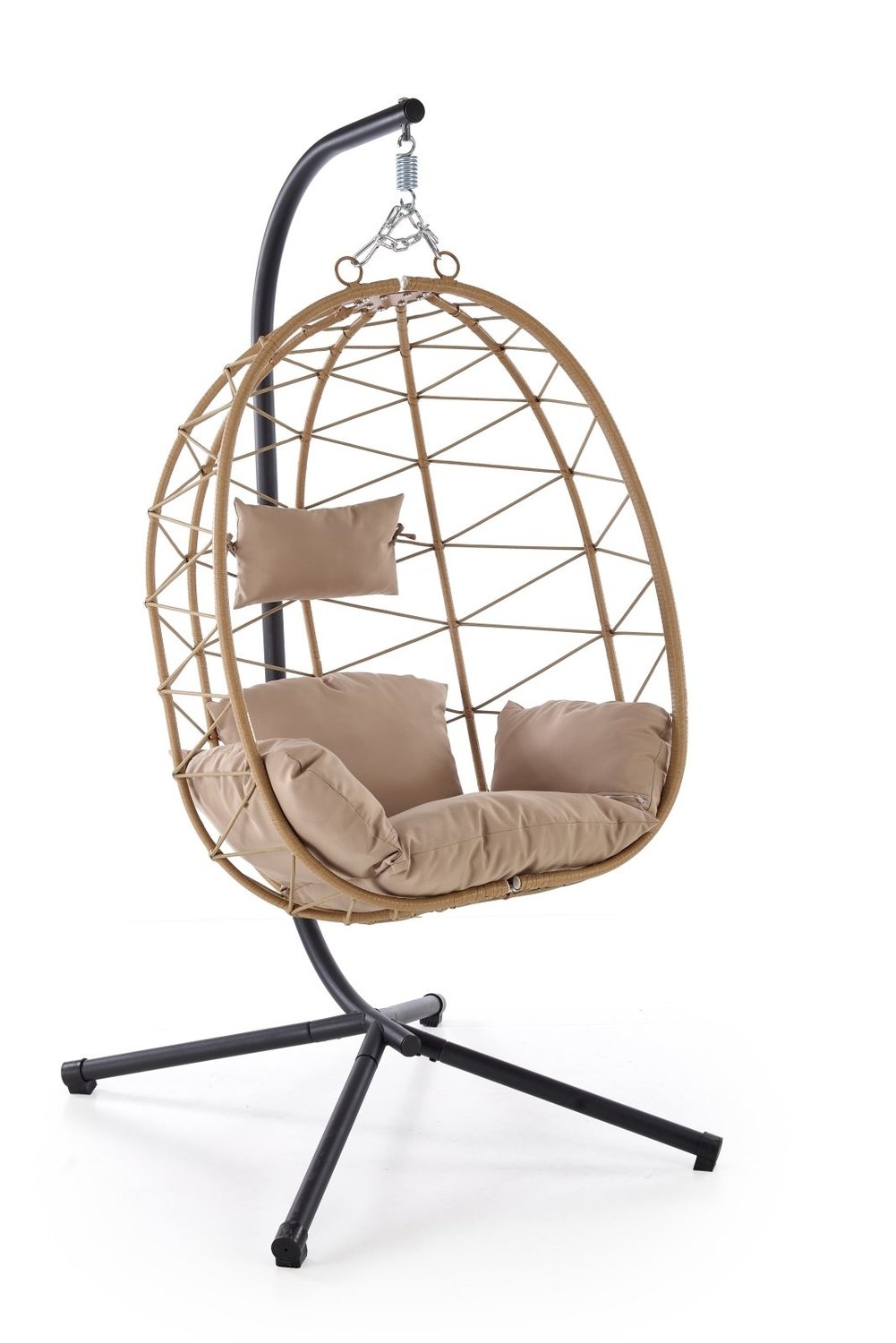 product-5896 SNAKE poltrona da giardino in rattan sintetico color naturale con cuscini beige - immagine 1