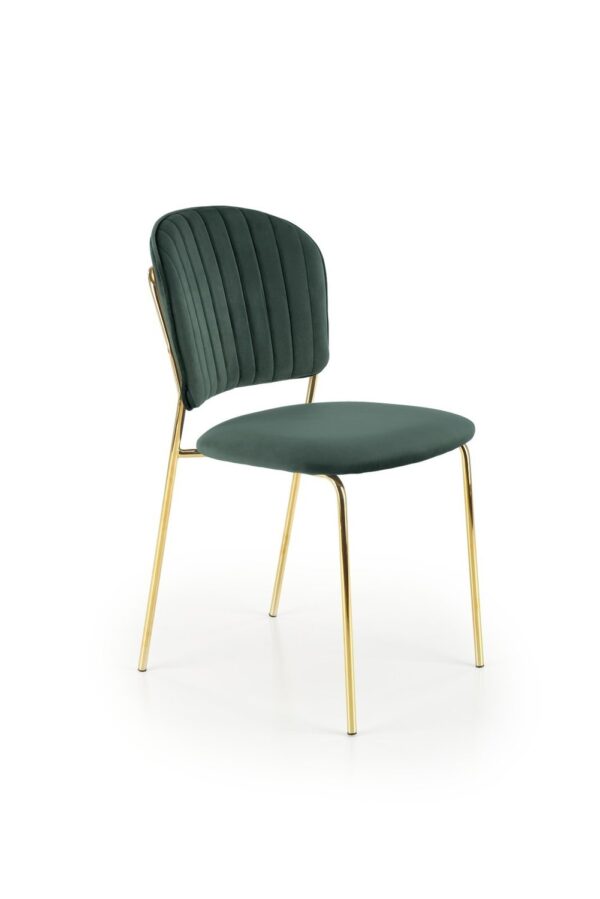 K499 sedia in velluto verde scuro BLUVEL 78 con struttura metallica dorata
