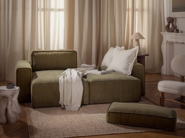 Divano letto Victor 3 posti con contenitore in tessuto strutturato – L246cm
