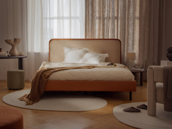 Letto imbottito Aveline in Magic Velvet e pelle vegan Vega - 140x200 cm
