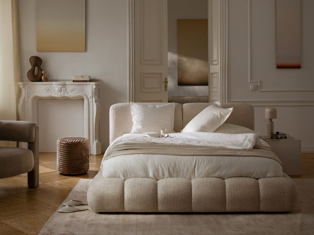 Letto imbottito Solange con contenitore in chenille Silencio – 140x200 cm - immagine 6
