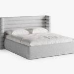 Letto imbottito Mount con contenitore in tessuto strutturato Puente - 180x200 cm