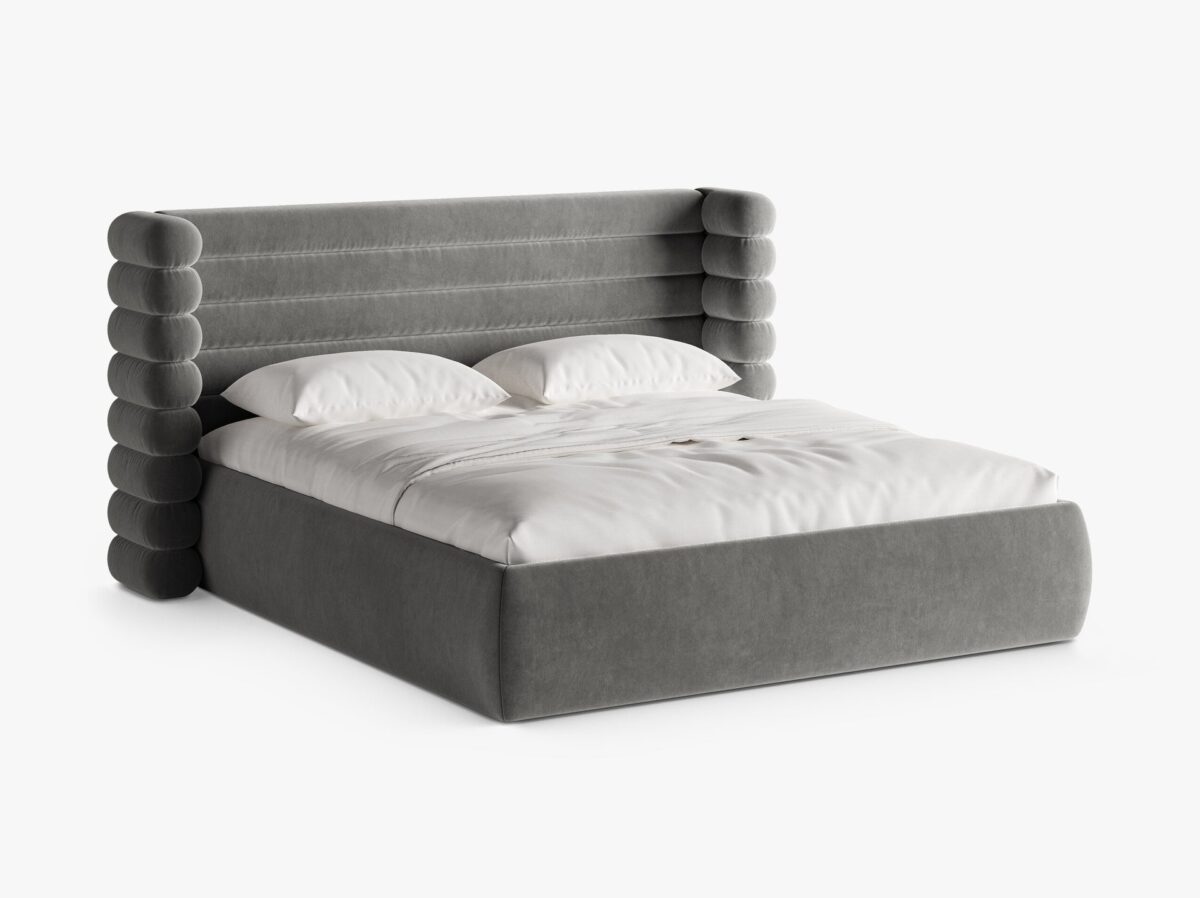 Letto imbottito Mount con contenitore in velluto Salvador – 200x200 cm - immagine 2