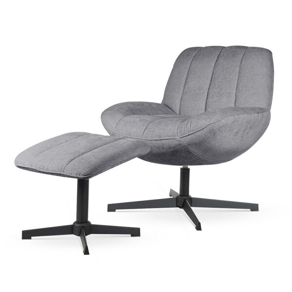 Poltrona girevole Luna con poggiapiedi grigio – 71x81x81 cm
