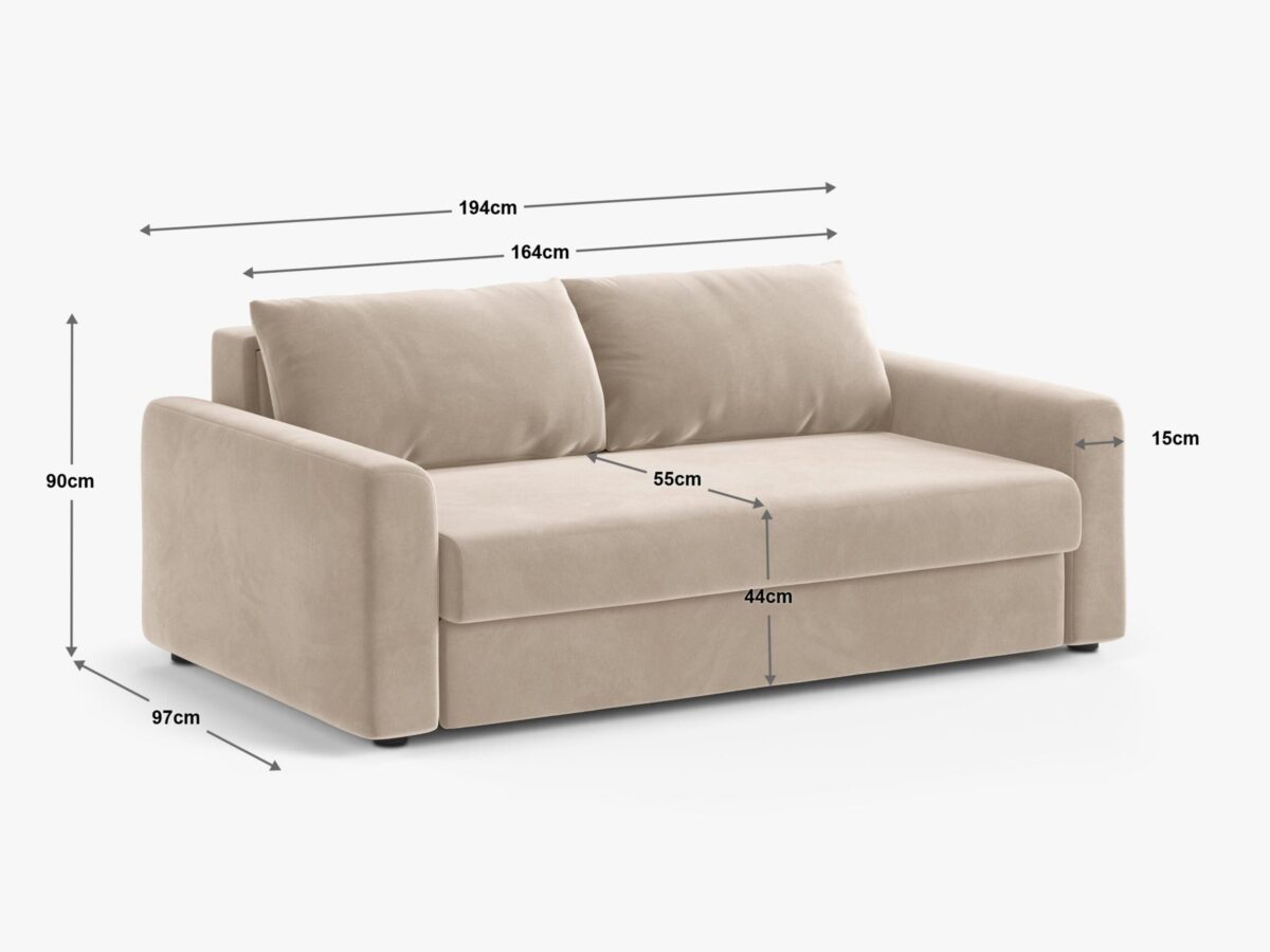 Divano letto David 3 posti con materasso in tessuto Babel – L194 cm - immagine 13