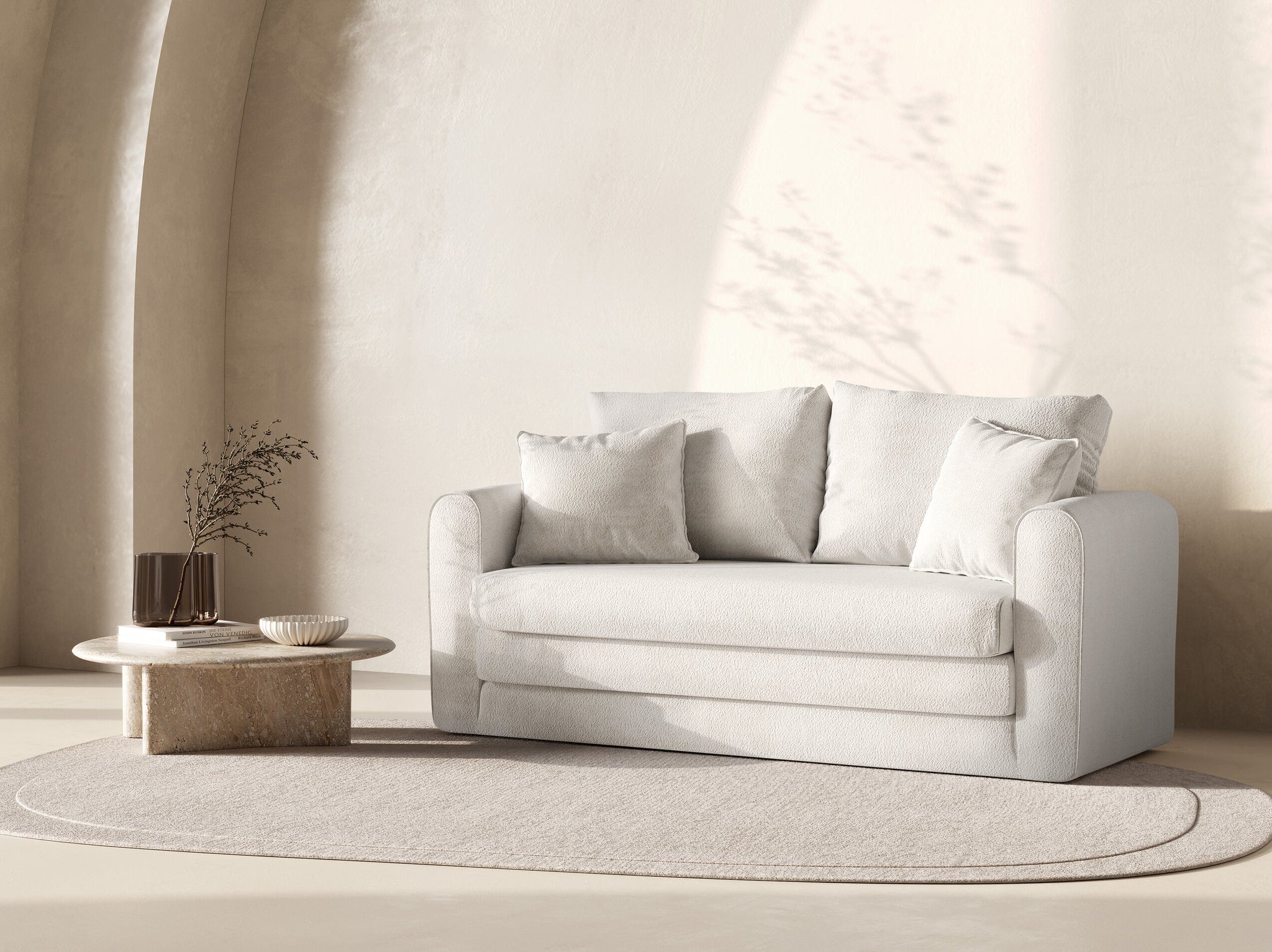 Micadoni-MIC_2SF_207_F1_LIDO1-BG Divano letto Lido 2 posti in Bouclé Coral – L158 cm - immagine 1