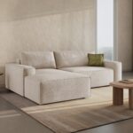 Divano letto angolare Jodie con contenitore in Bouclé Baloo – L246 cm