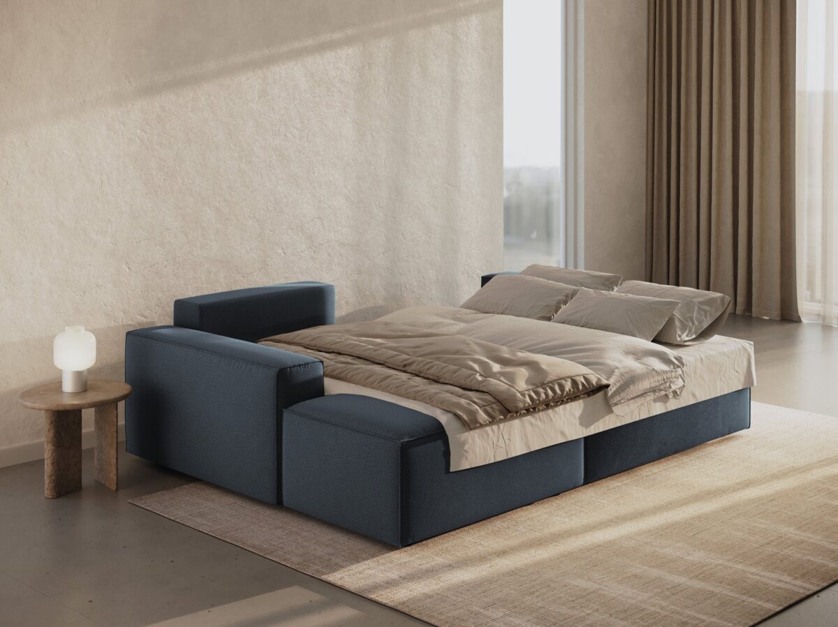 Divano letto angolare Jodie con contenitore in tessuto strutturato – L246cm - immagine 9