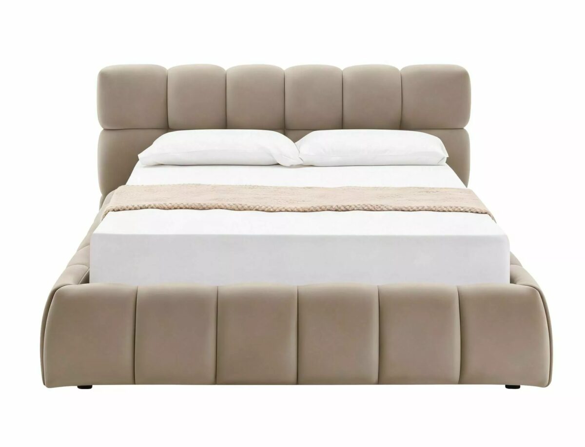 Letto contenitore Parma in velluto Bluvel beige scuro – 140x200 cm - immagine 4