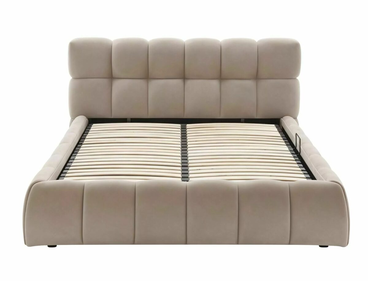 Letto contenitore Parma in velluto Bluvel beige scuro – 140x200 cm - immagine 8