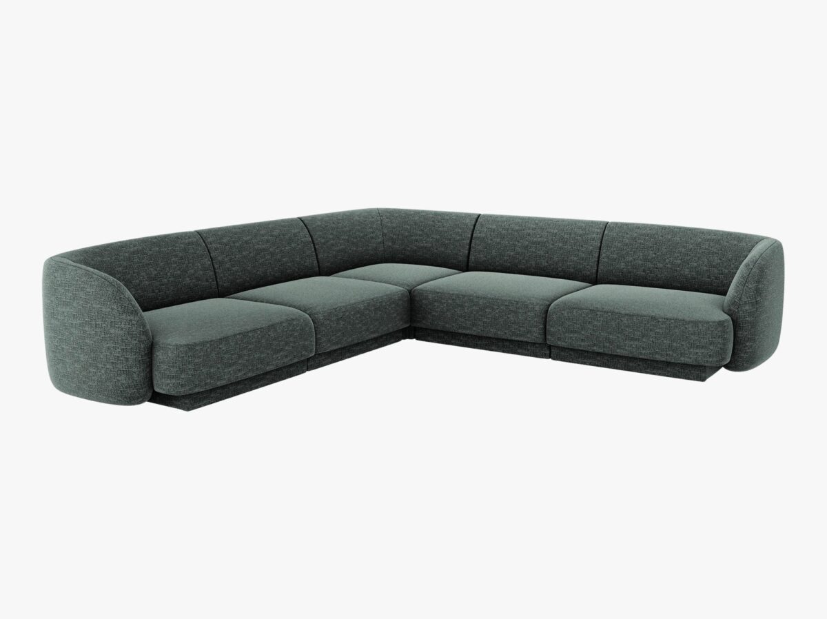 Divano modulare panoramico Miley in tessuto strutturato – L255 cm - immagine 3
