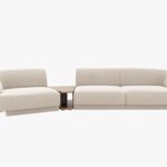 Divano modulare Miley 3 posti con tavolino integrato in velluto – L303 cm