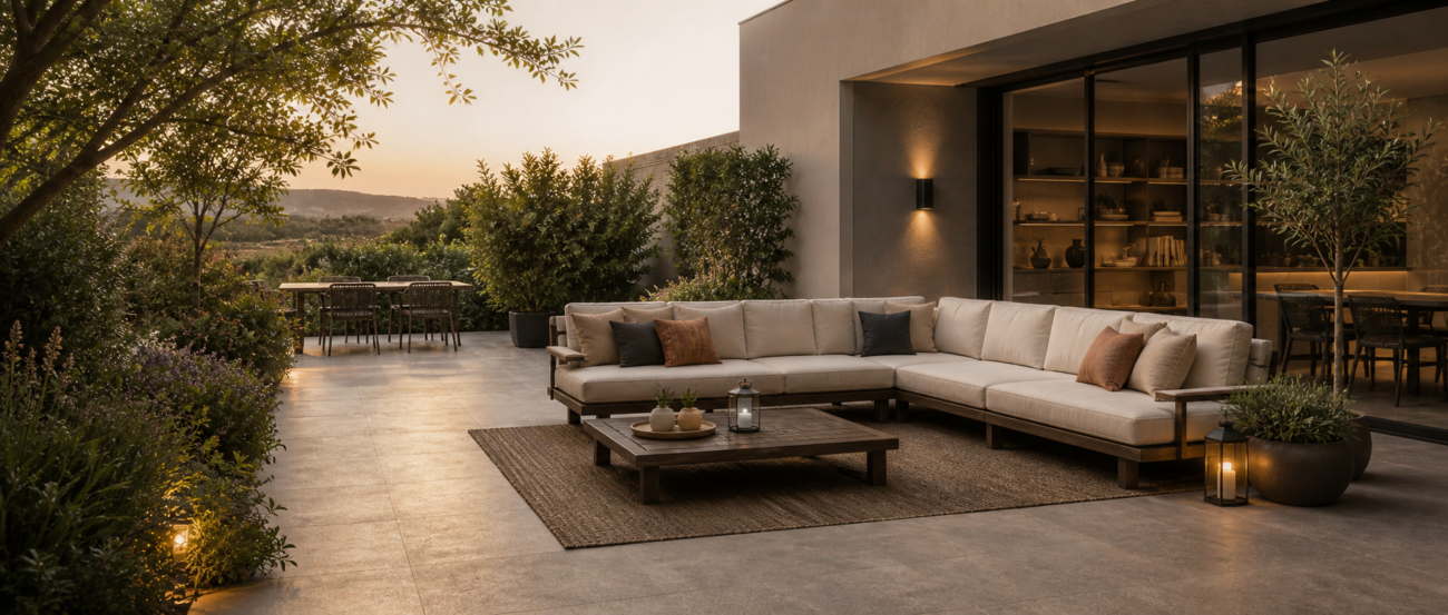 mobili da giardino resistenti alle intemperie in terrazza moderna