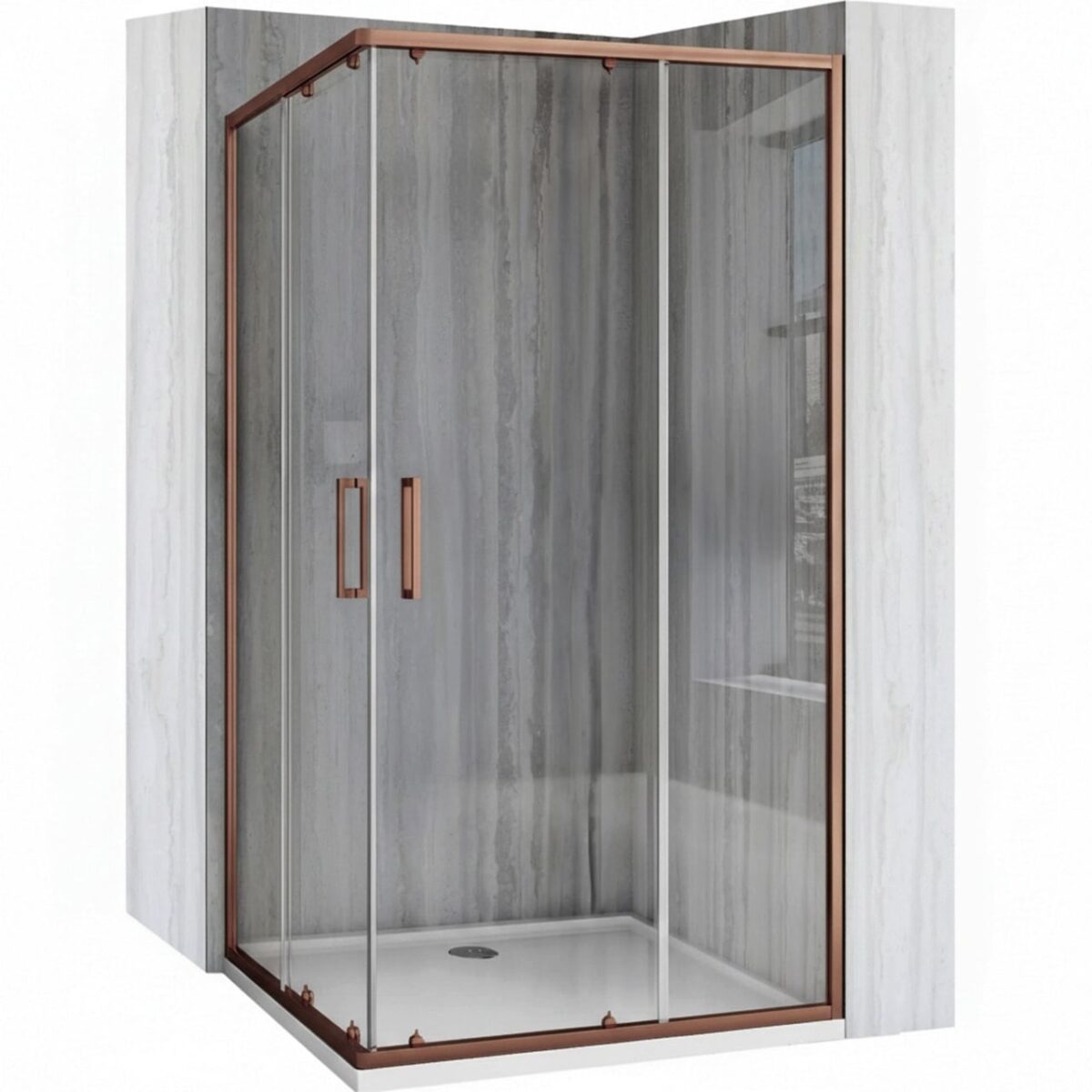Cabina doccia angolare Rea City in rame spazzolato – 80x100 cm - immagine 3