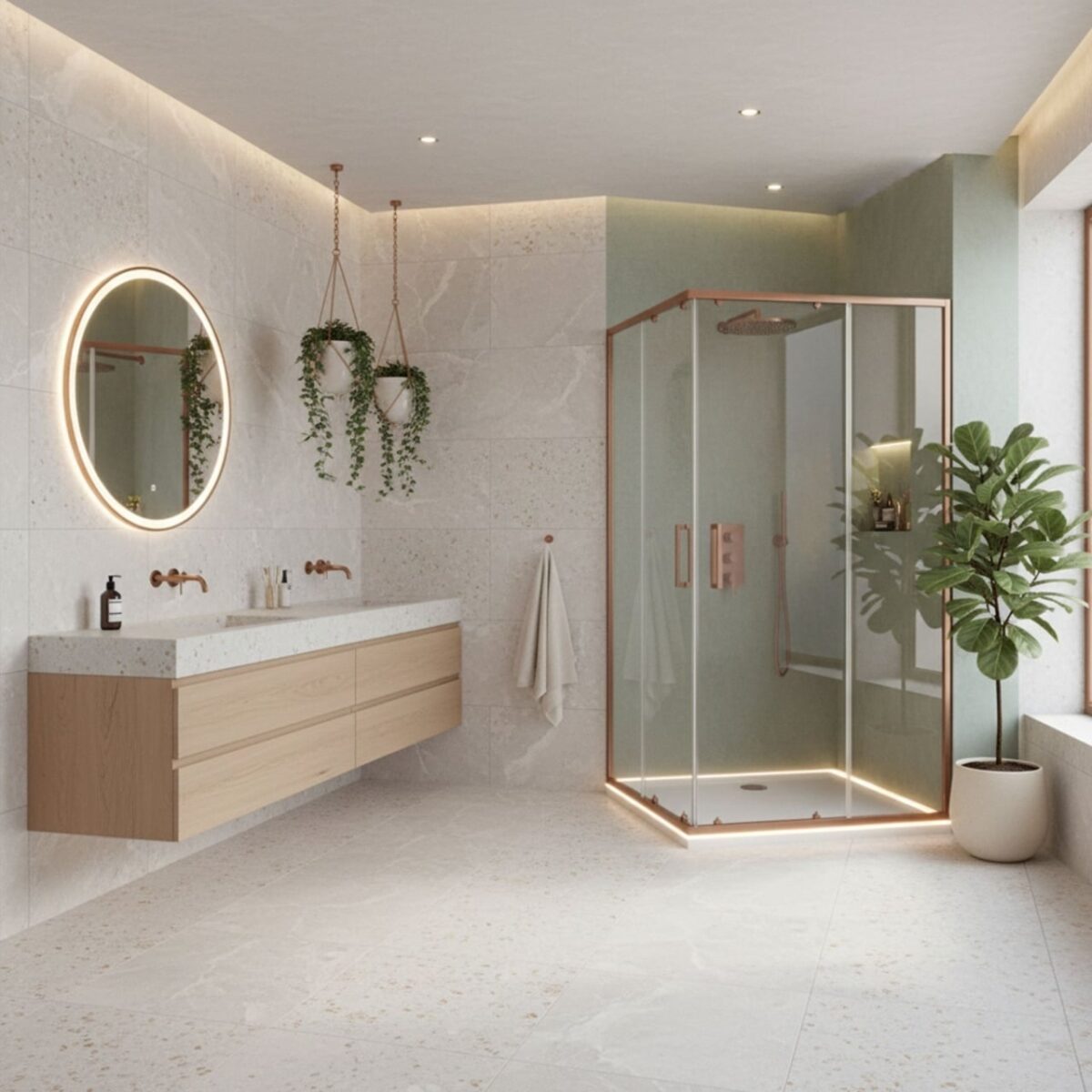 Cabina doccia angolare Rea City in rame spazzolato – 80x100 cm - immagine 4