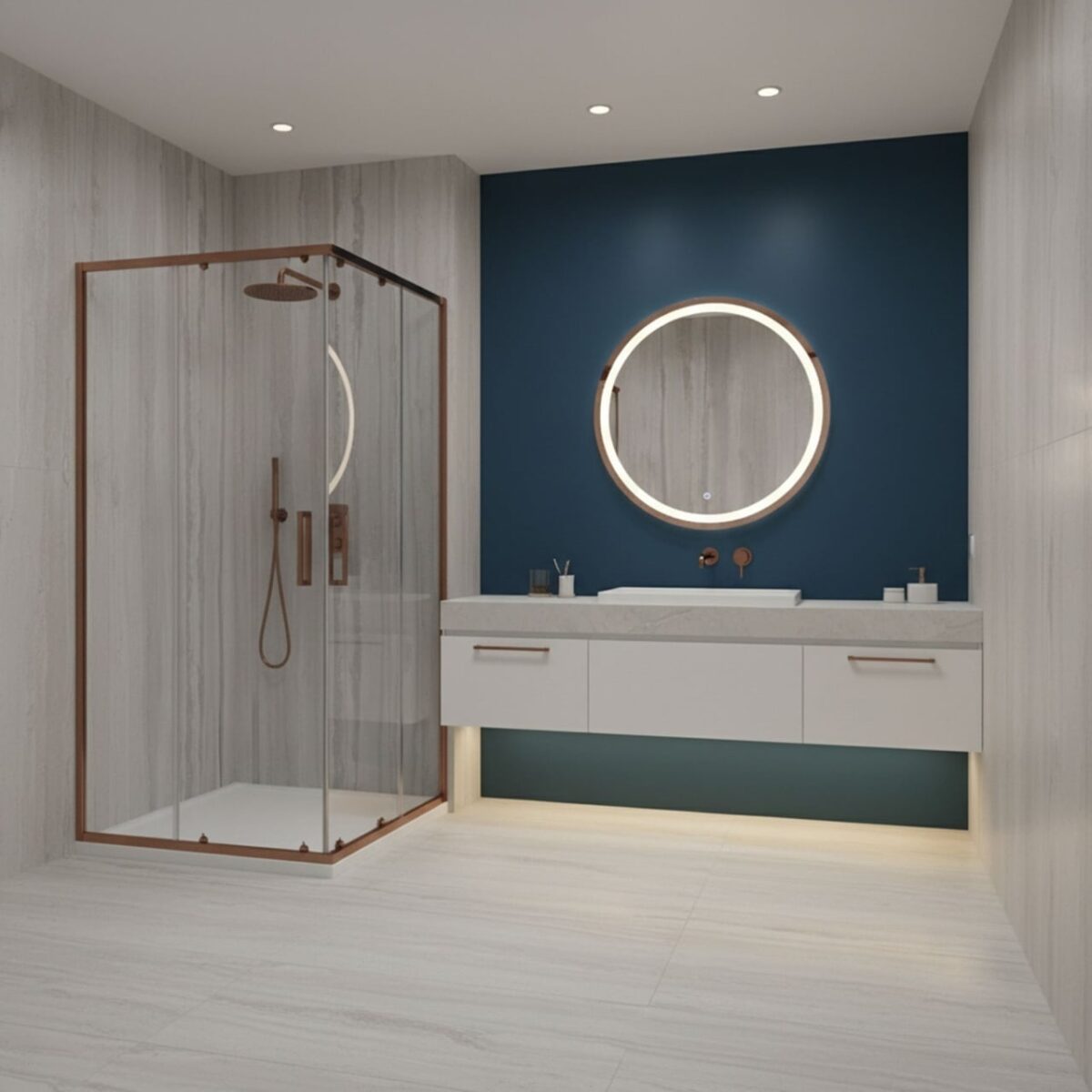 Cabina doccia angolare Rea City in rame spazzolato – 80x100 cm - immagine 5