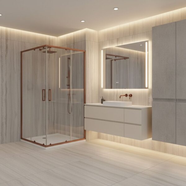 Cabina doccia angolare Rea City in rame spazzolato – 80x100 cm