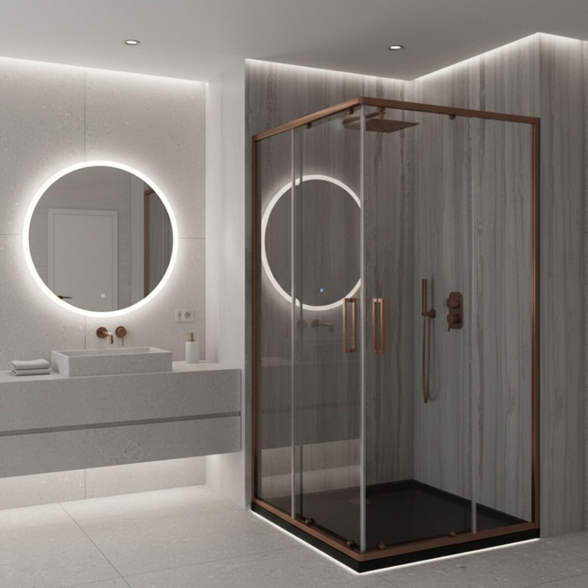 Cabina doccia angolare Rea City in rame spazzolato – 80x100 cm - immagine 7