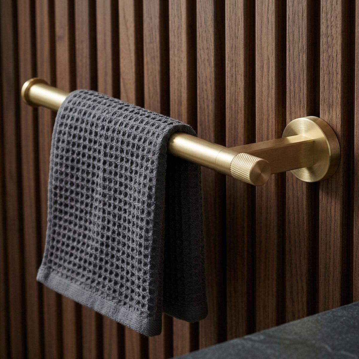 Porta asciugamani da parete ORI 39106 in oro spazzolato – 28x8x3,5 cm - immagine 2