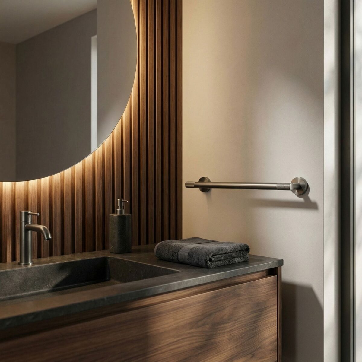 Porta asciugamani da parete Modern 6603 in titanio – 60x8x5 cm - immagine 3