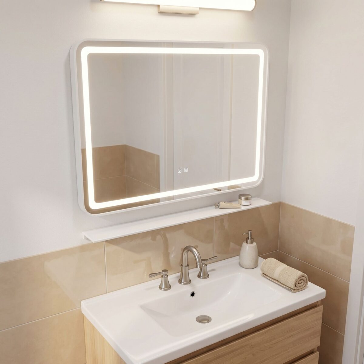 Specchio da parete LED con mensola L-8060 – 80x60 cm - immagine 4