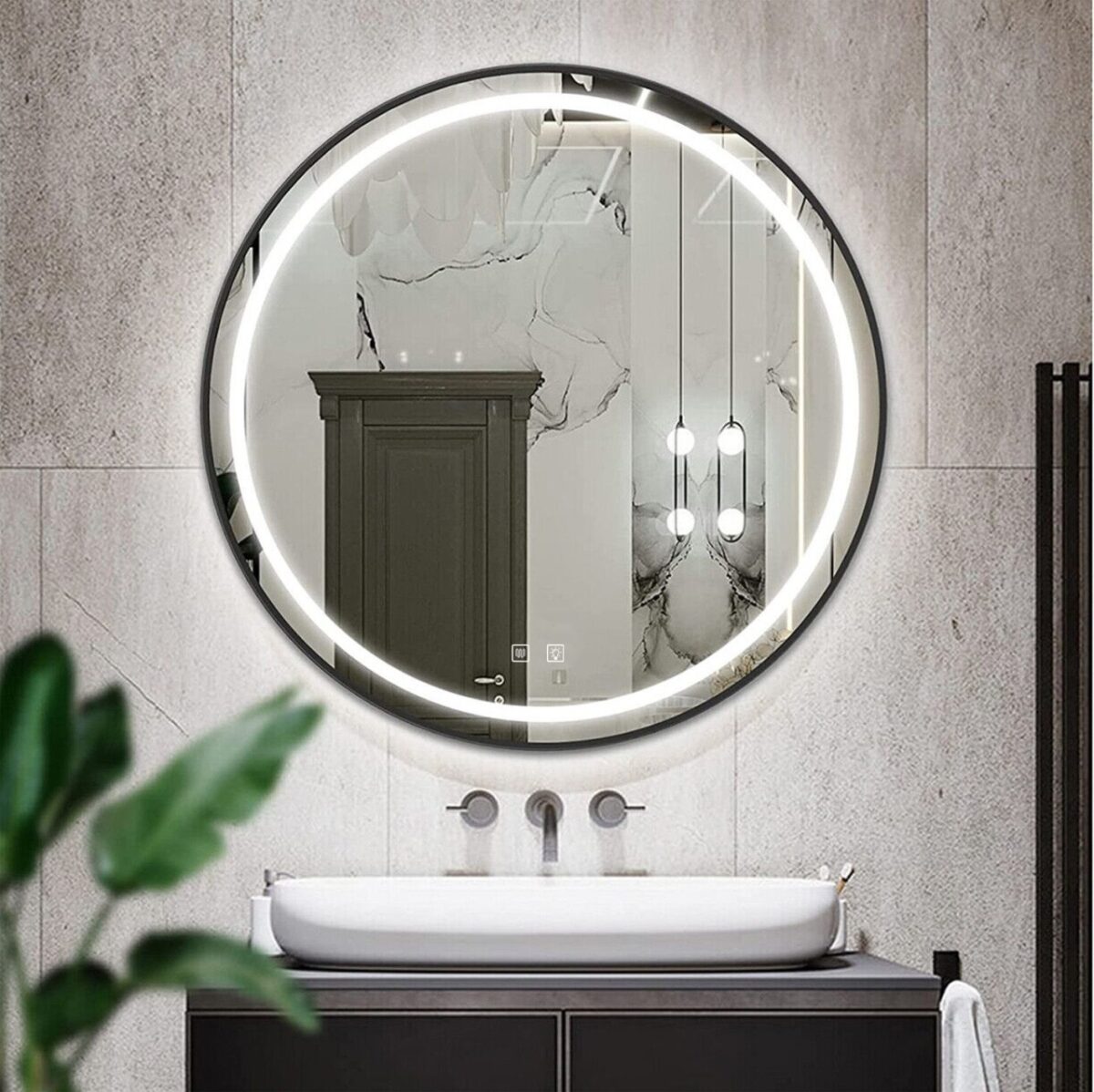 Specchio LED MMJ – Ø100 cm Nero - immagine 2