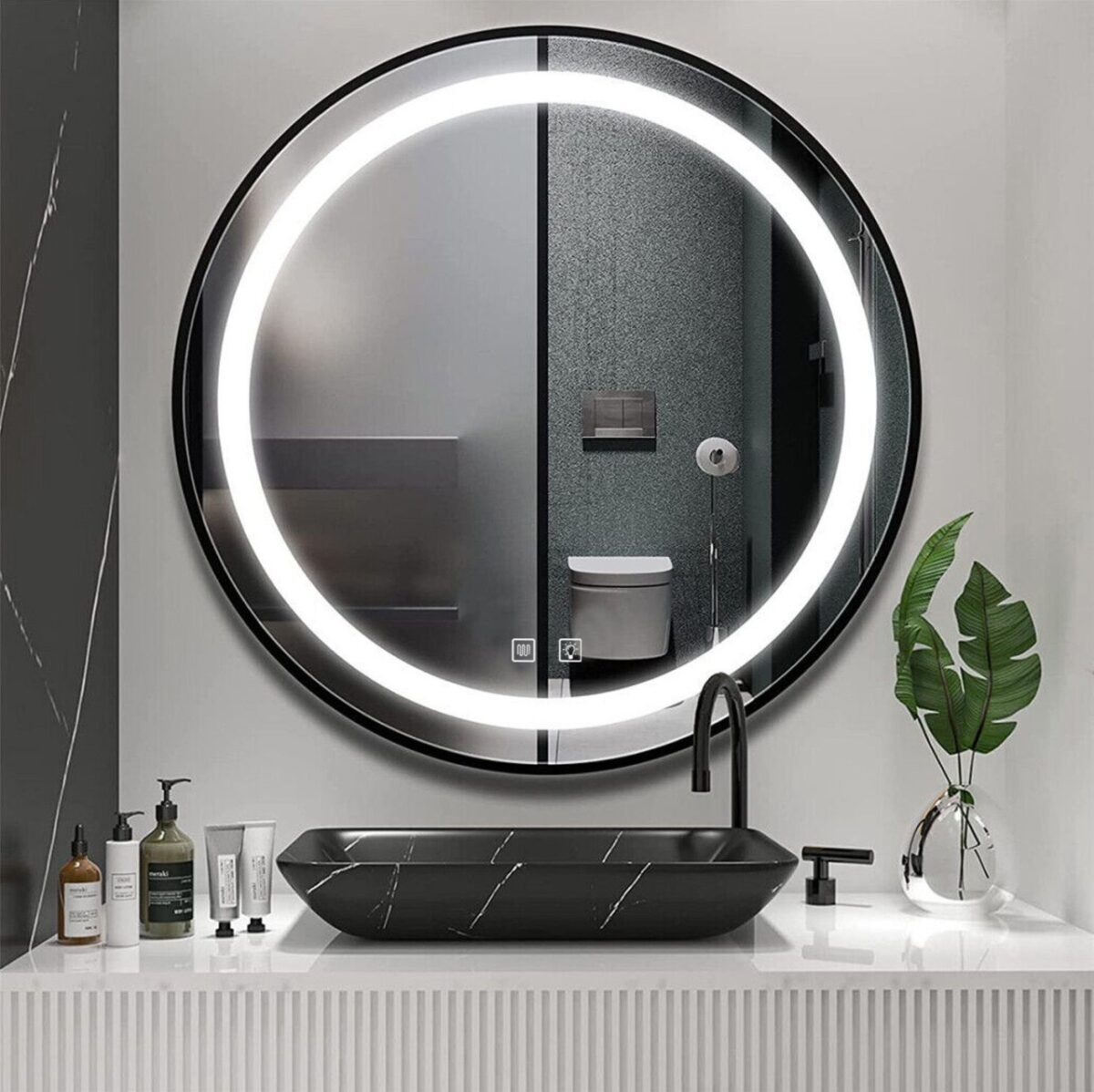Specchio LED MMJ – Ø100 cm Nero - immagine 3