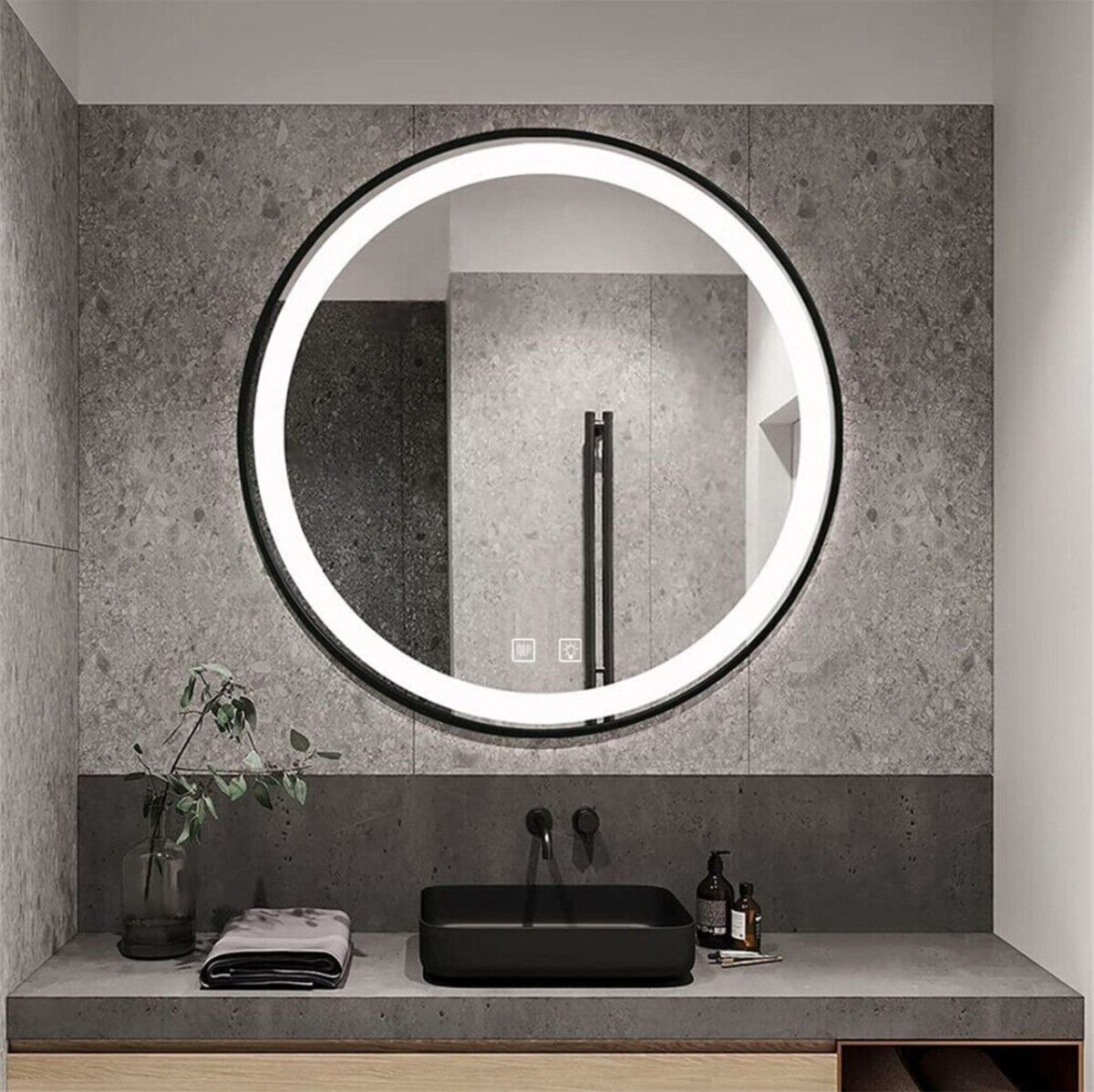 Specchio LED MMJ – Ø100 cm Nero - immagine 4