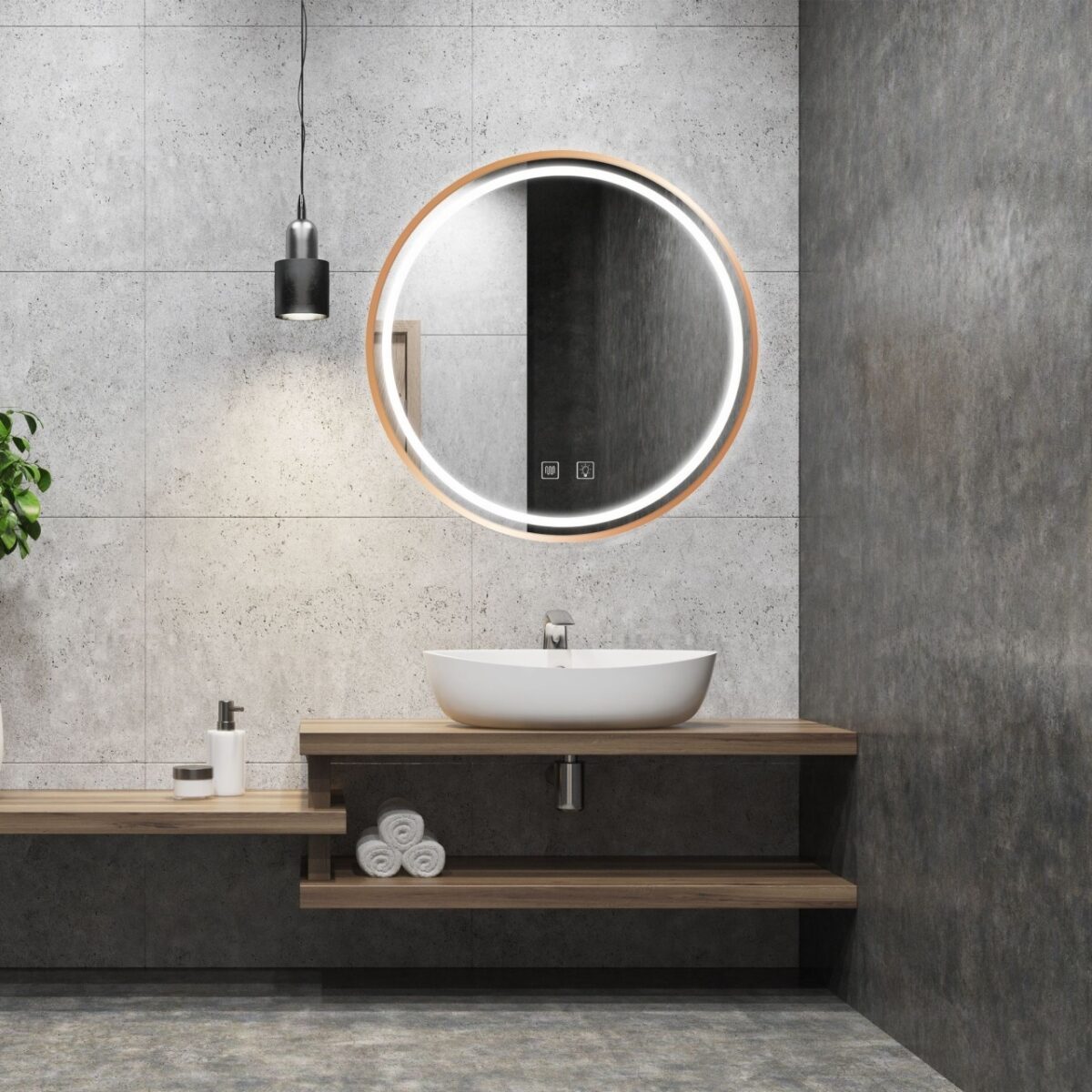 Specchio LED MMJ Brush Copper – Ø100 cm - immagine 3