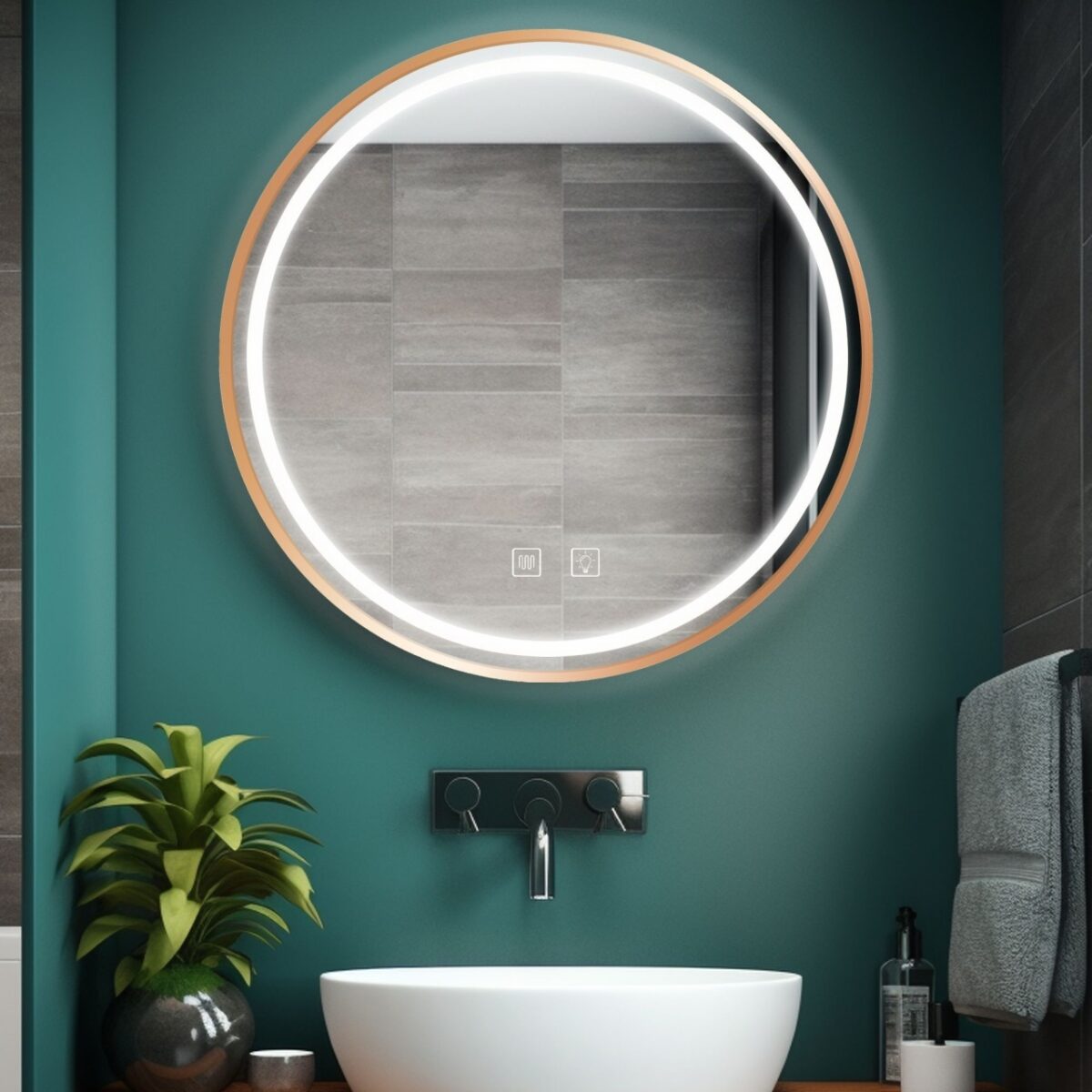 Specchio LED MMJ Brush Copper – Ø100 cm - immagine 5