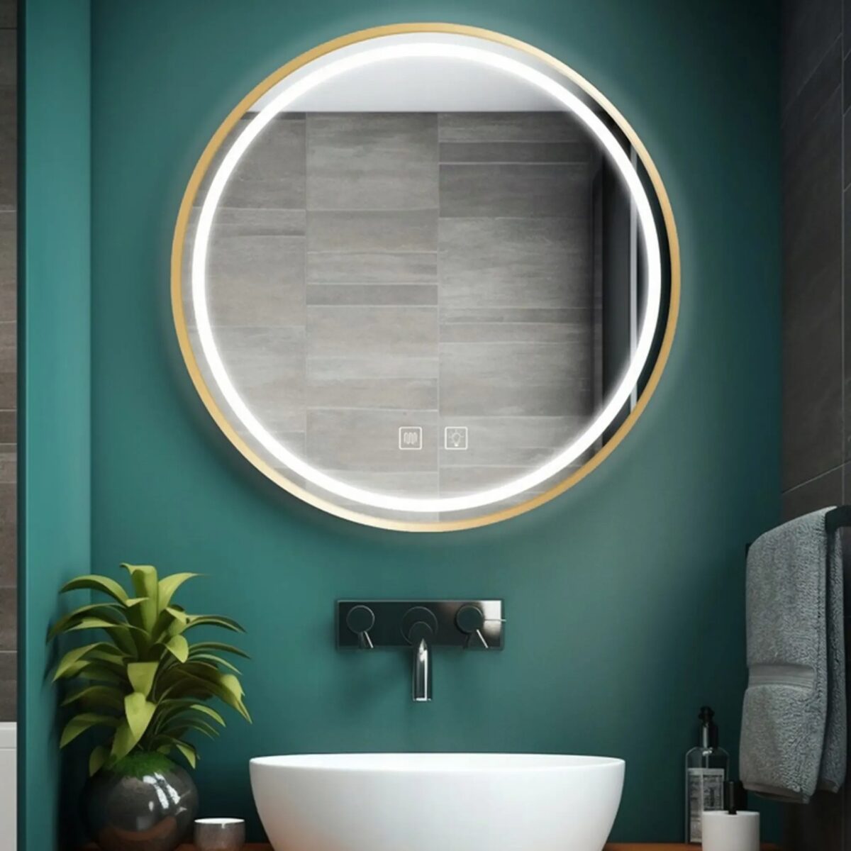 Specchio LED MMJ Oro Spazzolato – Ø50 cm - immagine 2