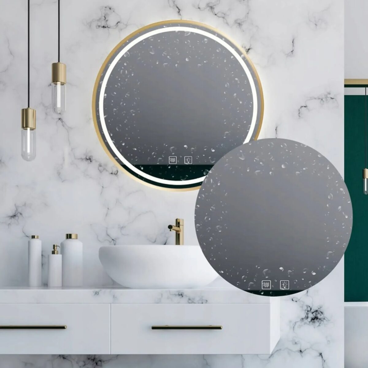 Specchio LED MMJ Oro Spazzolato – Ø50 cm - immagine 4