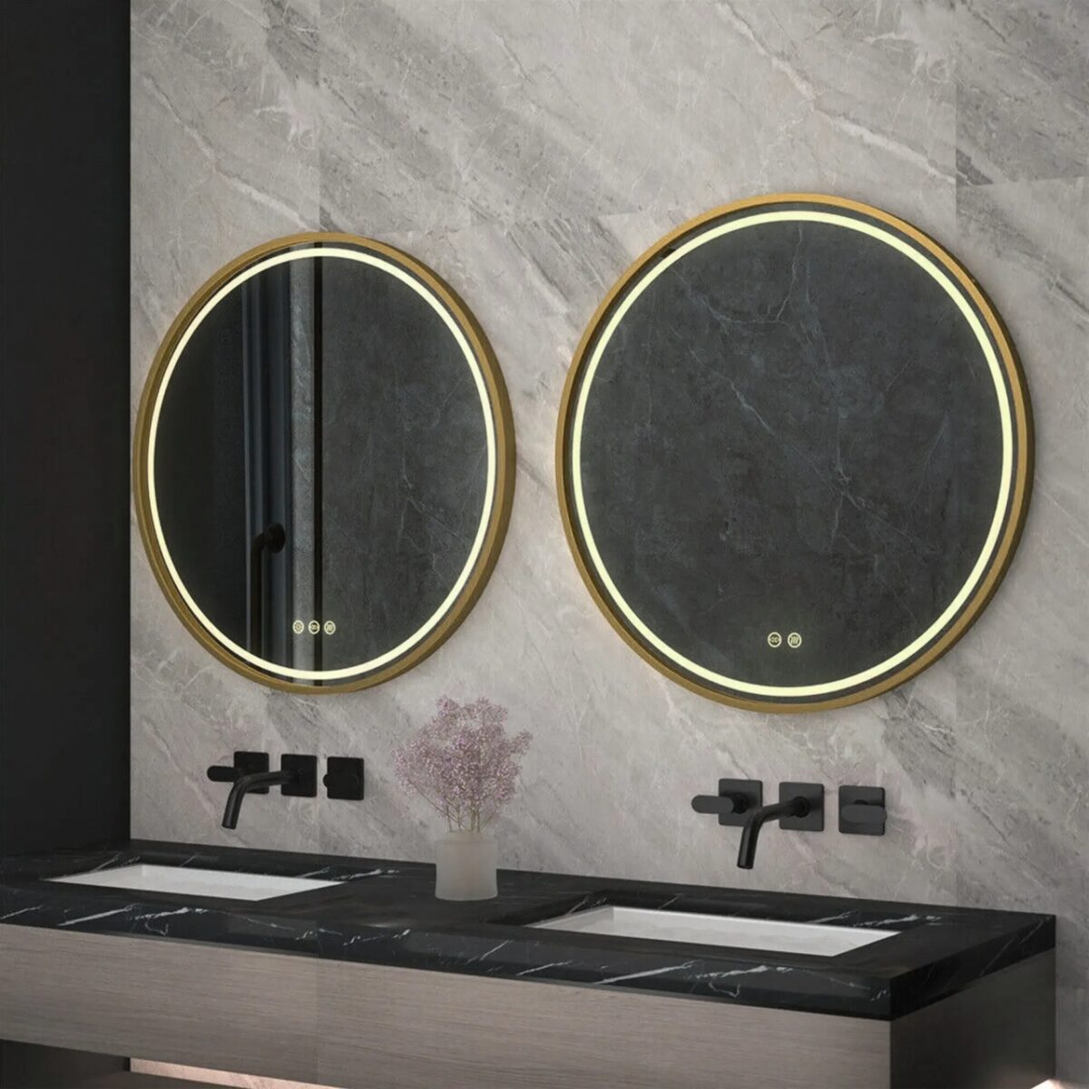 Specchio LED MMJ Oro Spazzolato – Ø50 cm - immagine 5