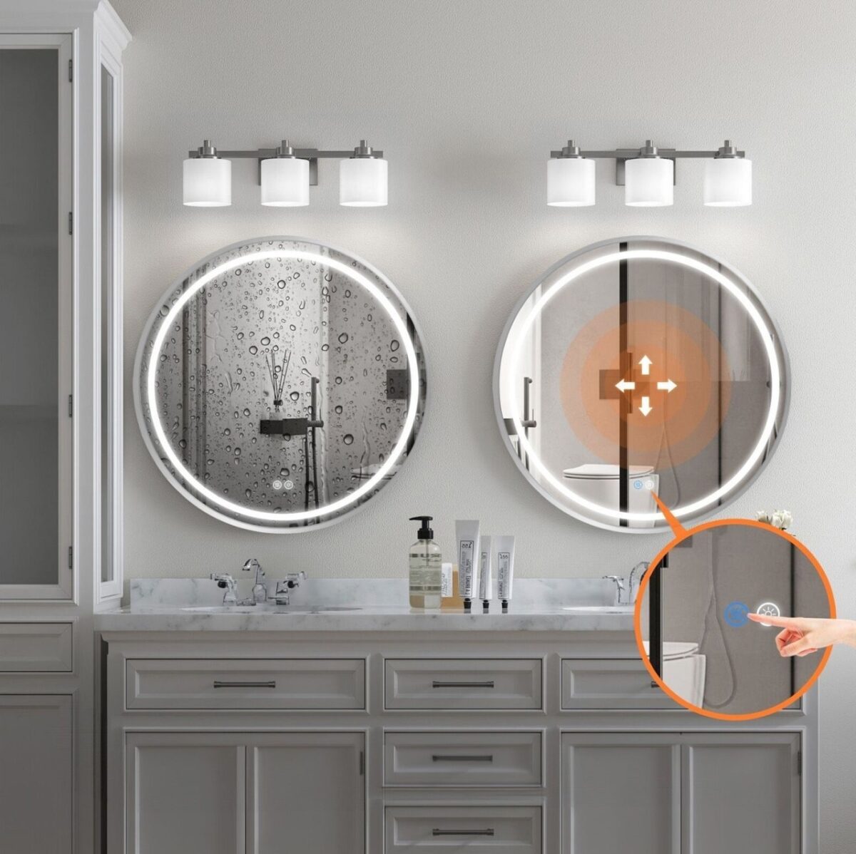 Specchio LED MMJ Acciaio Spazzolato – Ø50 cm - immagine 7