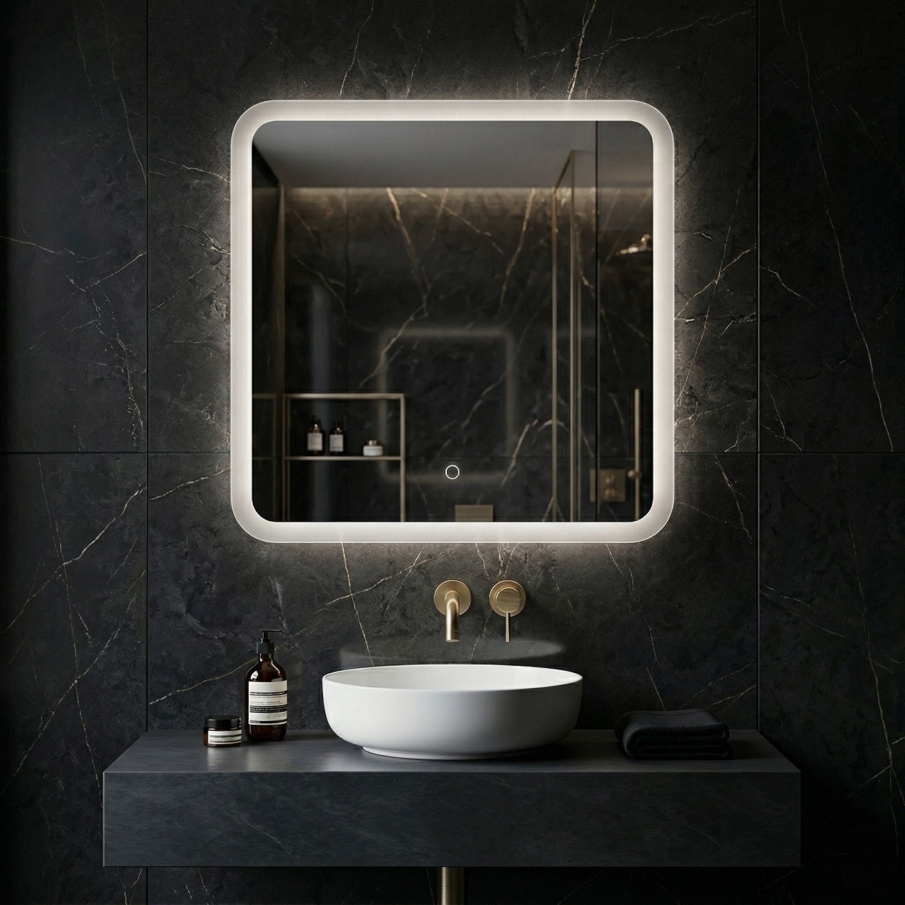 Oglindă LED 70x70cm TOP-2 Specchio LED da parete TOP-2 – 70x70 cm - immagine 1