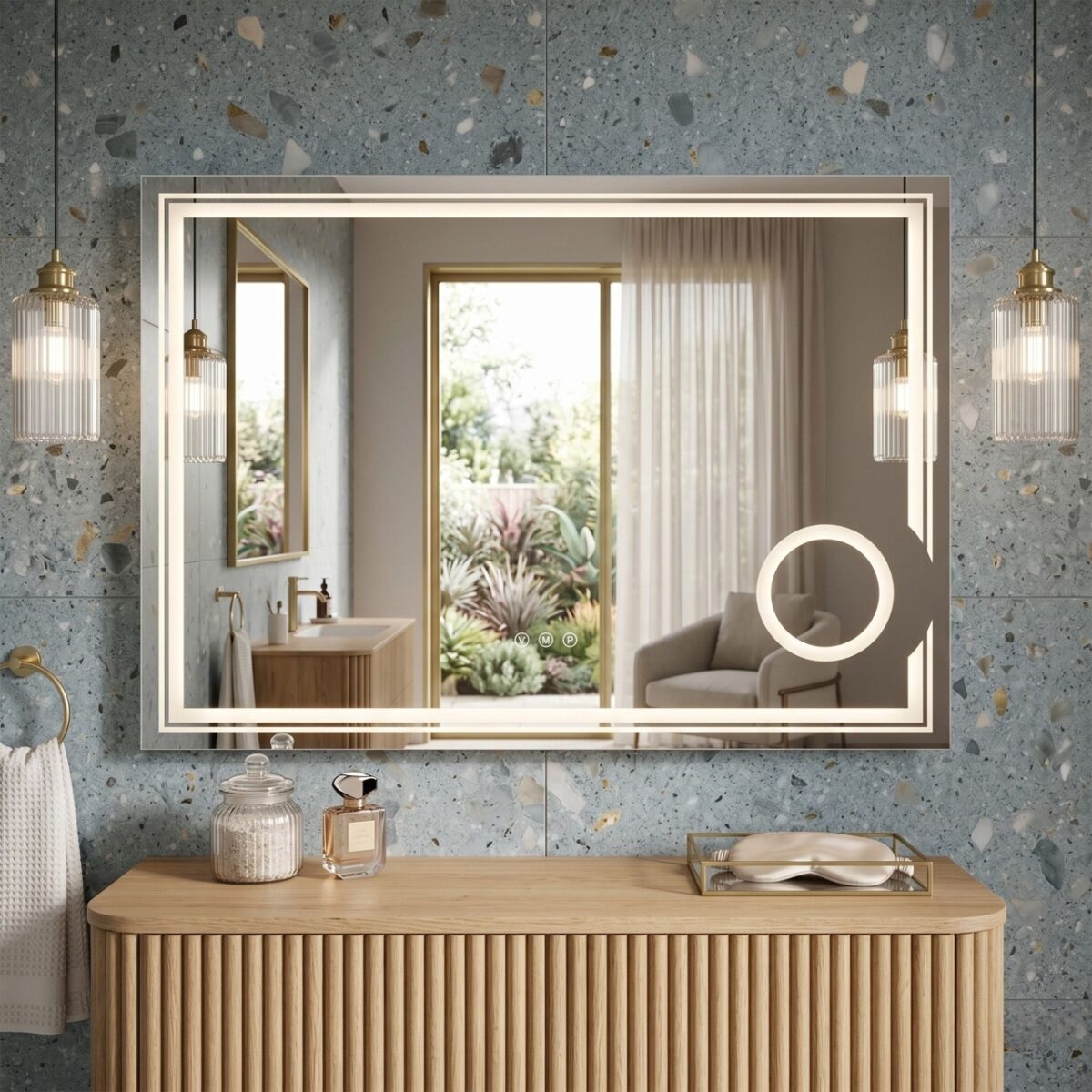 Specchio LED HAVEN con illuminazione – 80x60 cm - immagine 2