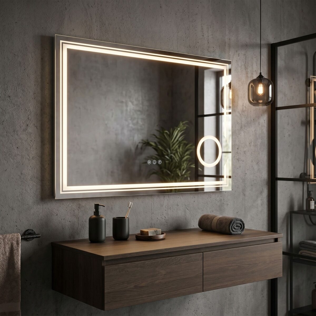 Specchio LED HAVEN con illuminazione – 80x60 cm - immagine 3